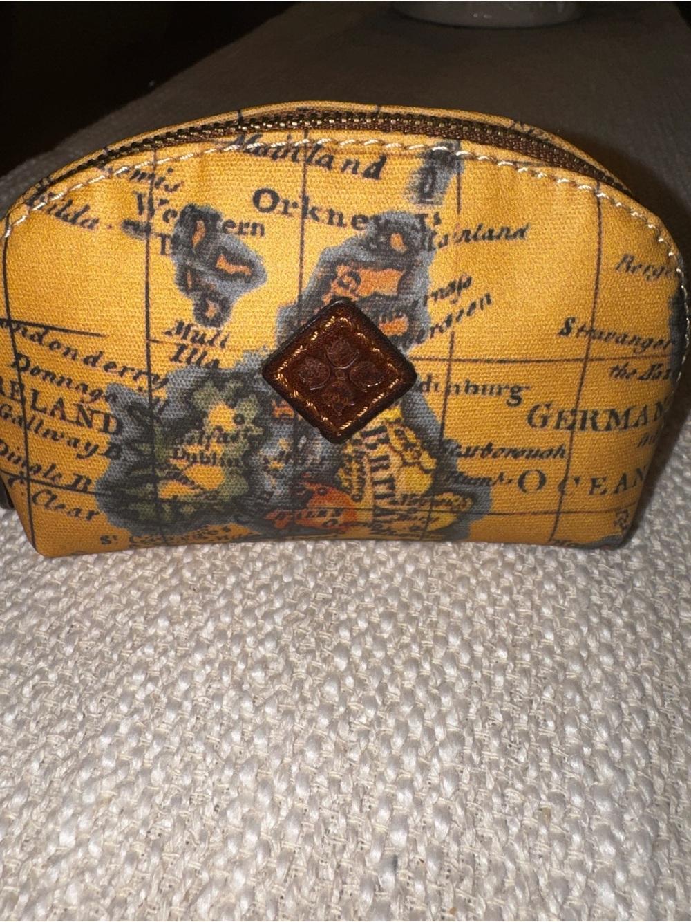 Patricia Nash Map Print Leather Coin/Cosmetic Zipper Pouch NWOT